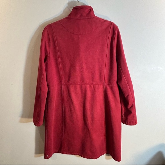 NEON BUDDHA Sz L Jacket Red Button-Up Funnel Neck Pockets Long Sleeve Lagenlook - Picture 7 of 9